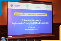 Stakeholders’ Dialogue on the Implementation Status of Sindh Right to Information Law” and observing International Day for Universal Access to Information IDUAI 2022